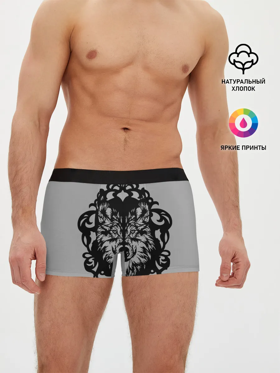 Мужские трусы боксеры / Благородный серый волк