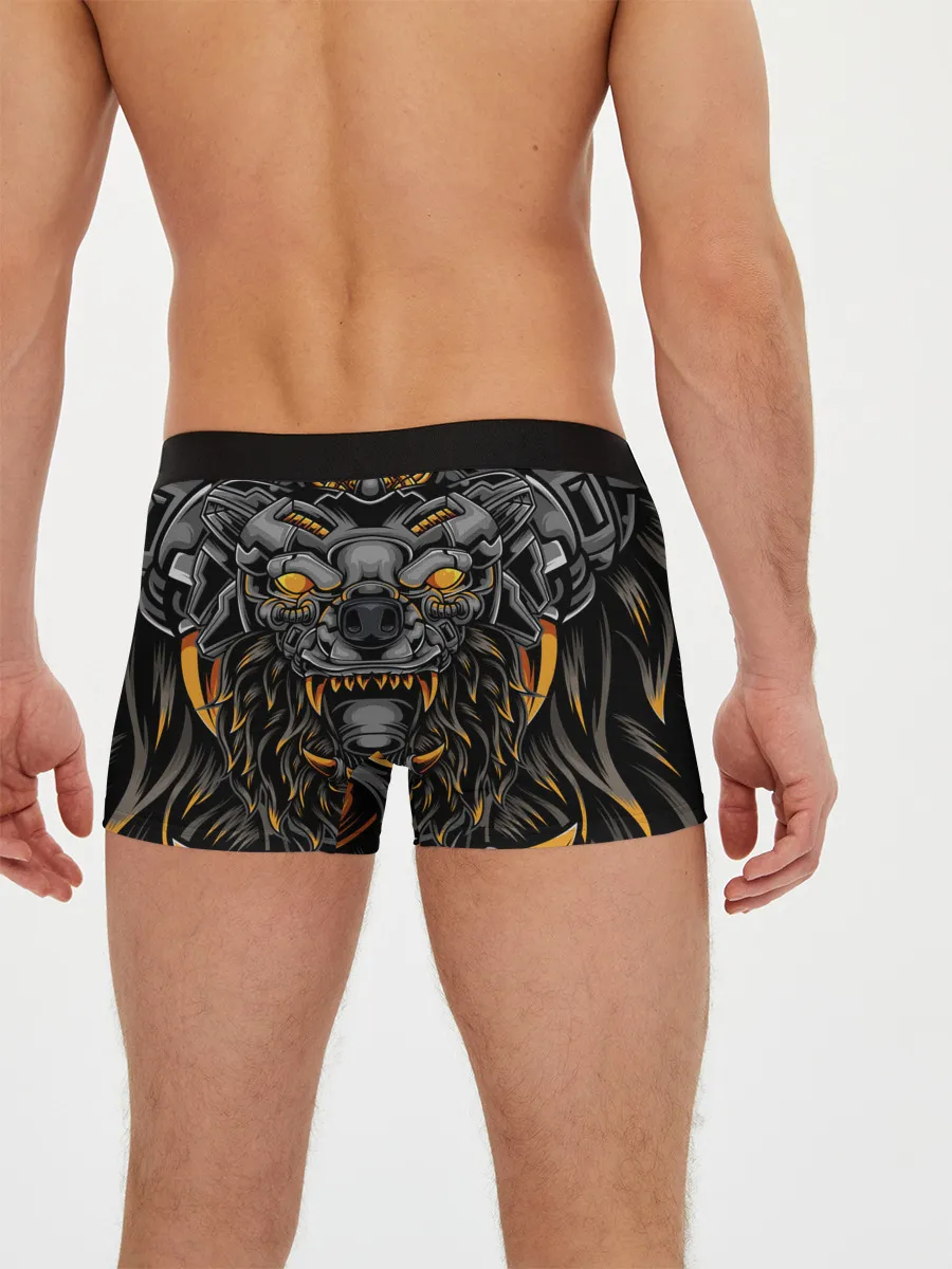 Мужские трусы боксеры / Хищный лев киборг
