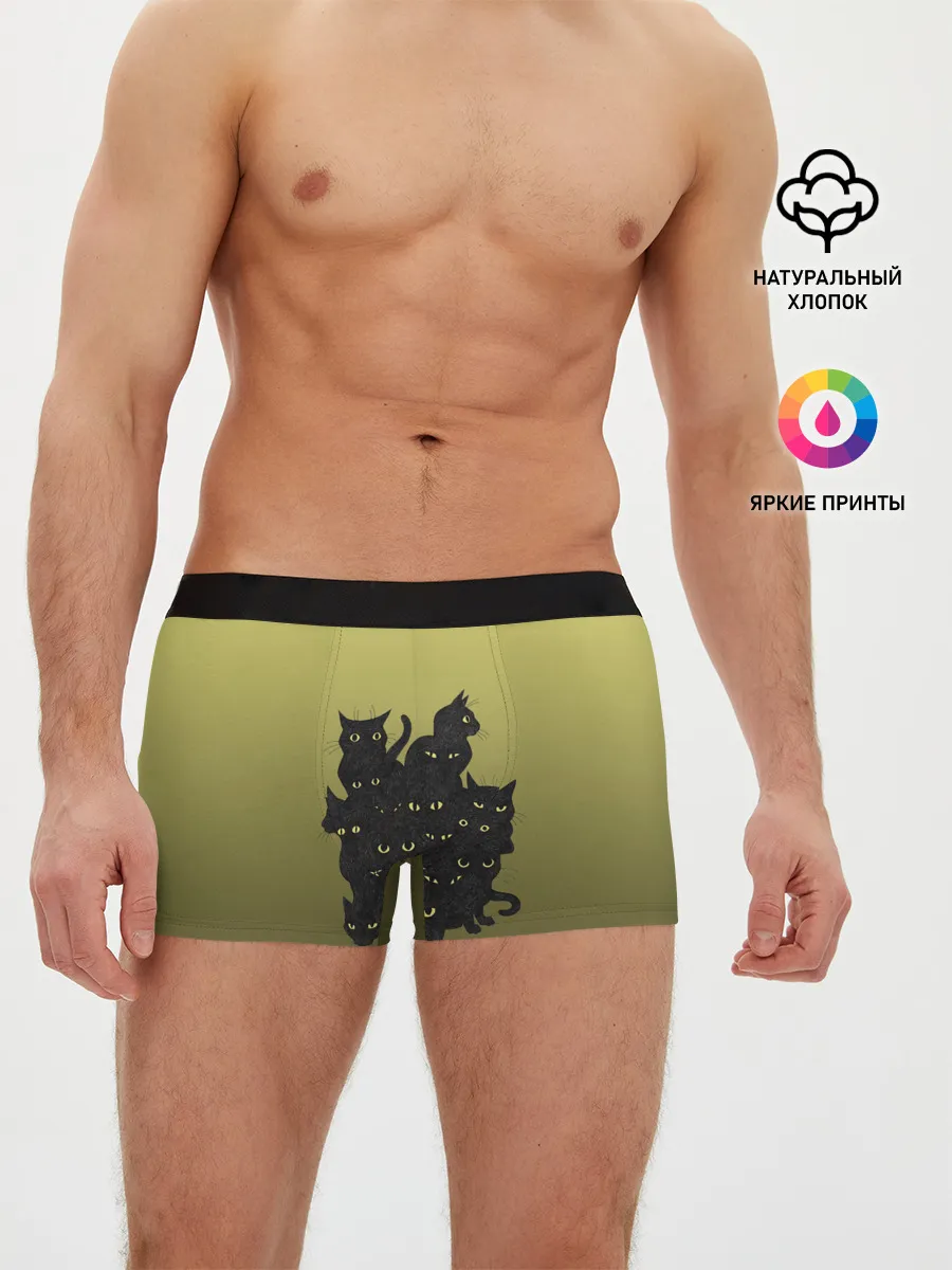 Мужские трусы боксеры / много черных котов