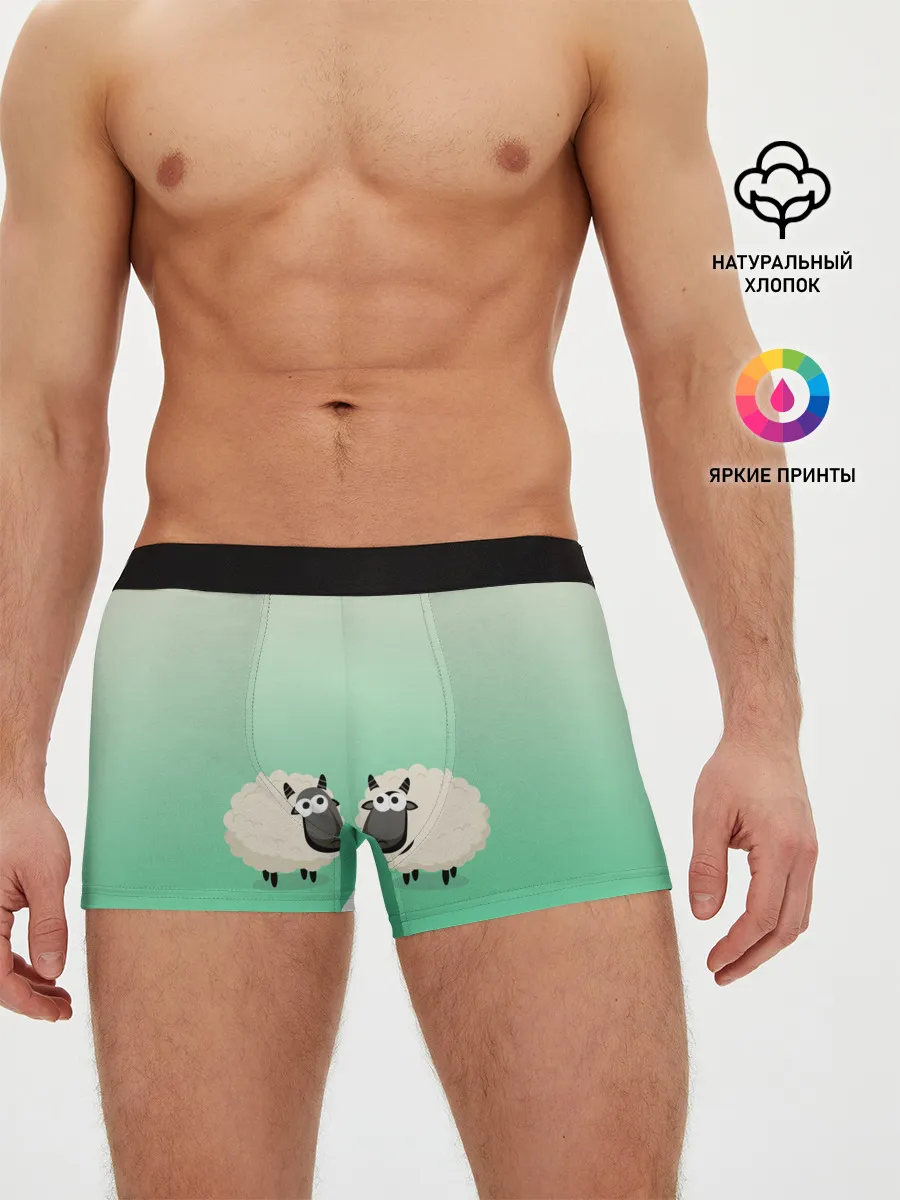Мужские трусы боксеры / две овечки пасутся на лугу
