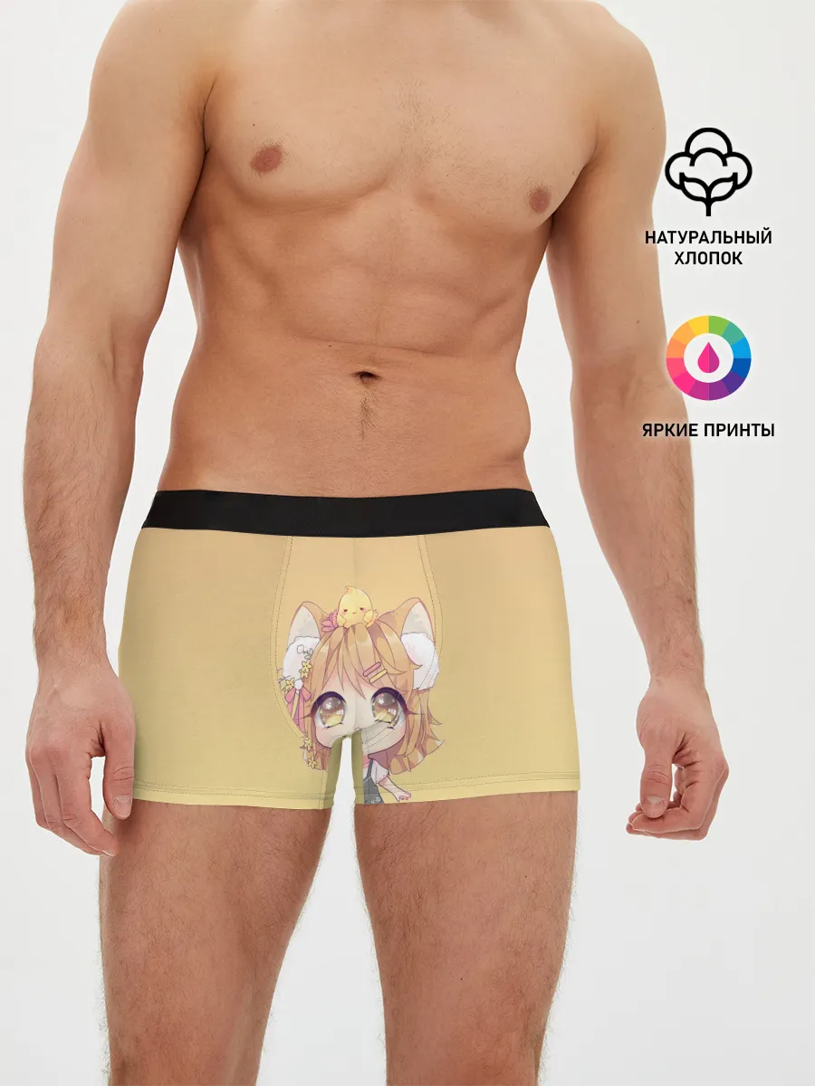 Мужские трусы боксеры / малышка чиби и цыпленок