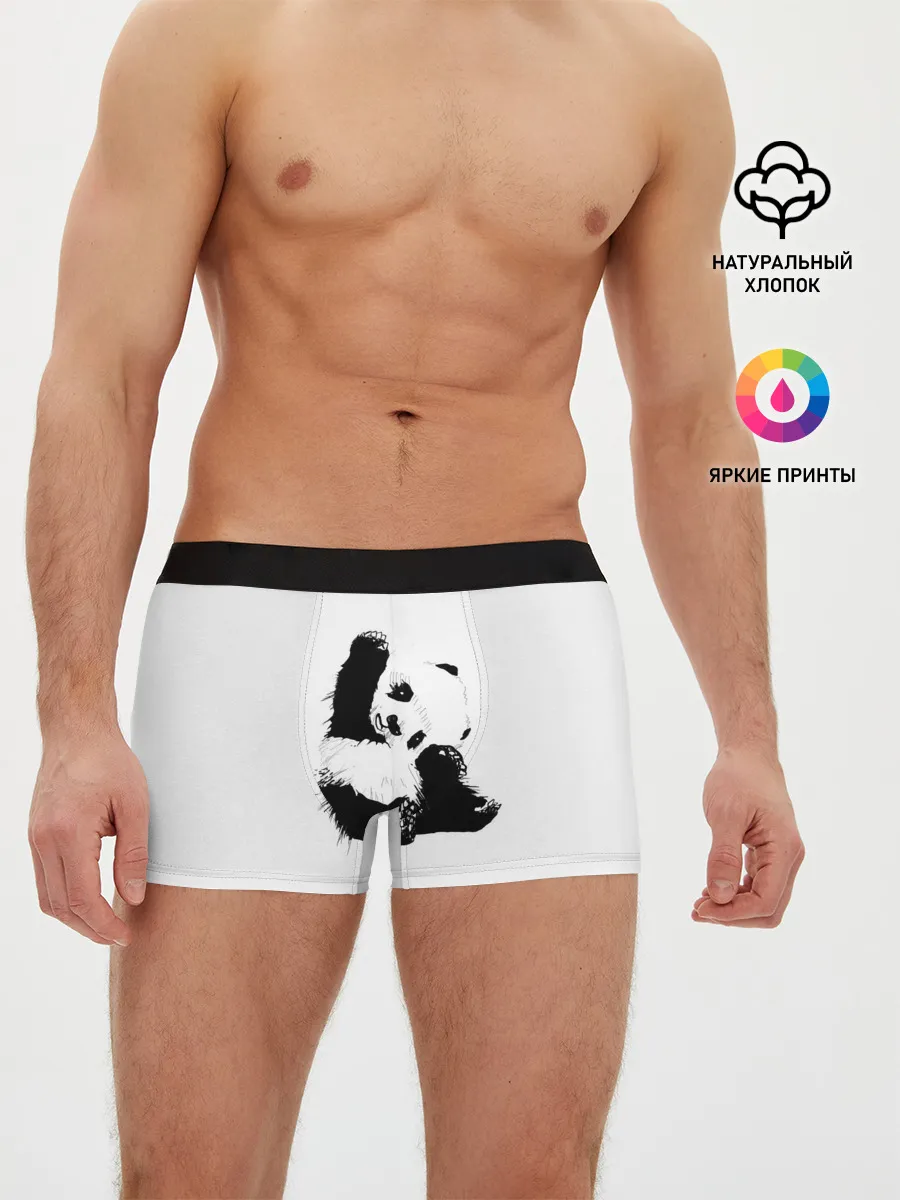 Мужские трусы боксеры / Панда минимализм