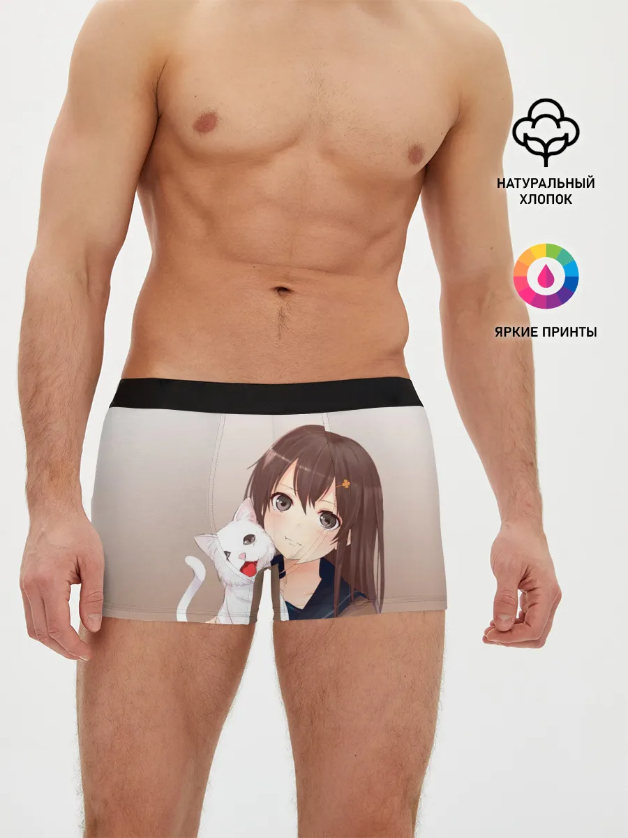 Мужские трусы боксеры / Девочка и белый кот аниме