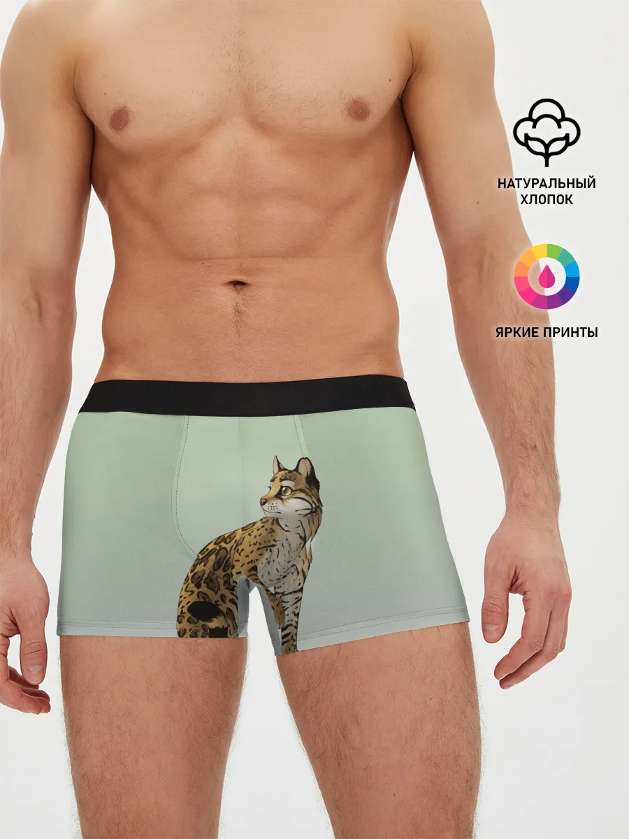 Мужские трусы боксеры / дикий кот оцелот