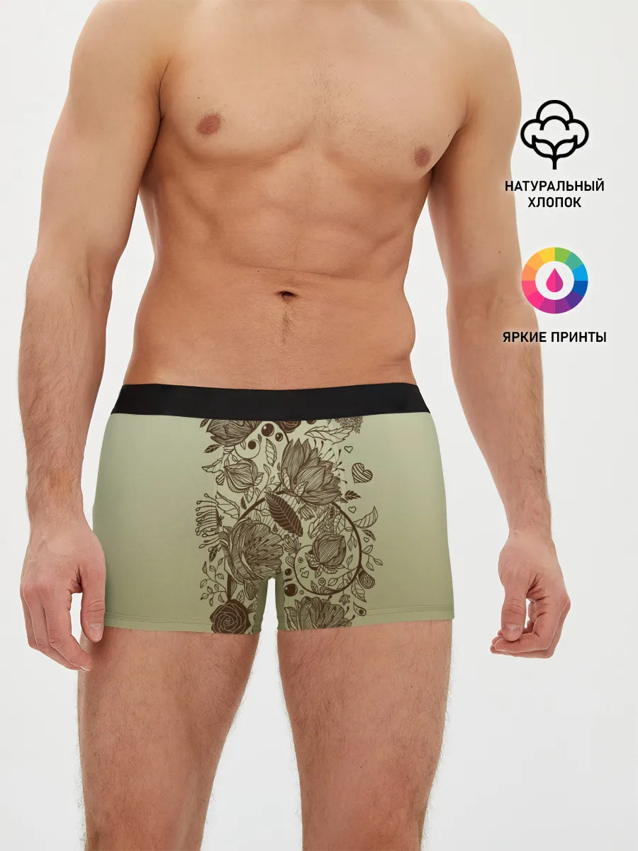 Мужские трусы боксеры / чехол дудлинг цветы