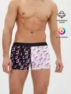Мужские трусы боксеры / Розовые джоджо на чернобелом