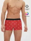 Мужские трусы боксеры / Белый горошек на красном фоне
