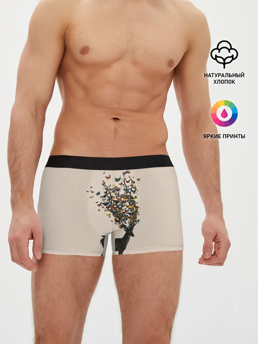 Мужские трусы боксеры / Олени с рогами из бабочек