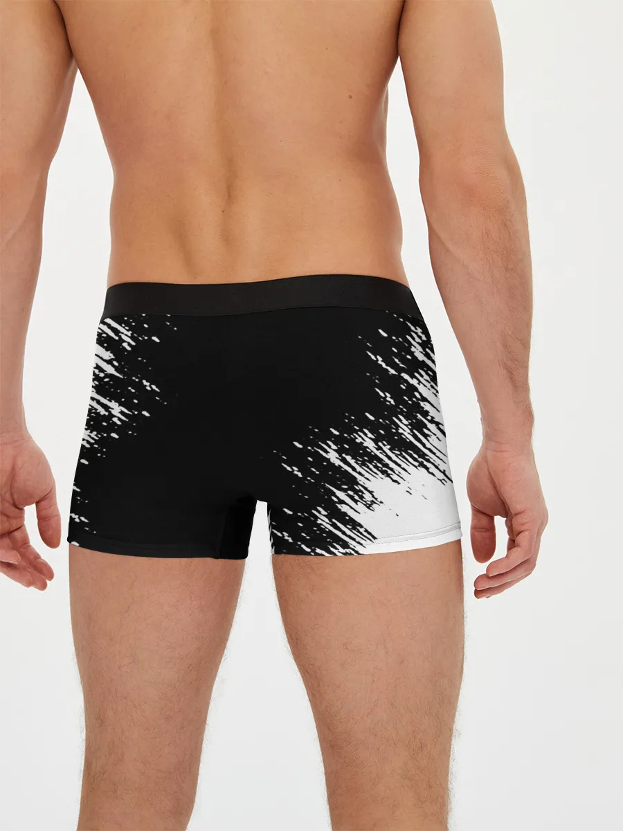 Мужские трусы боксеры / Белый логотип Черный клевер на черном