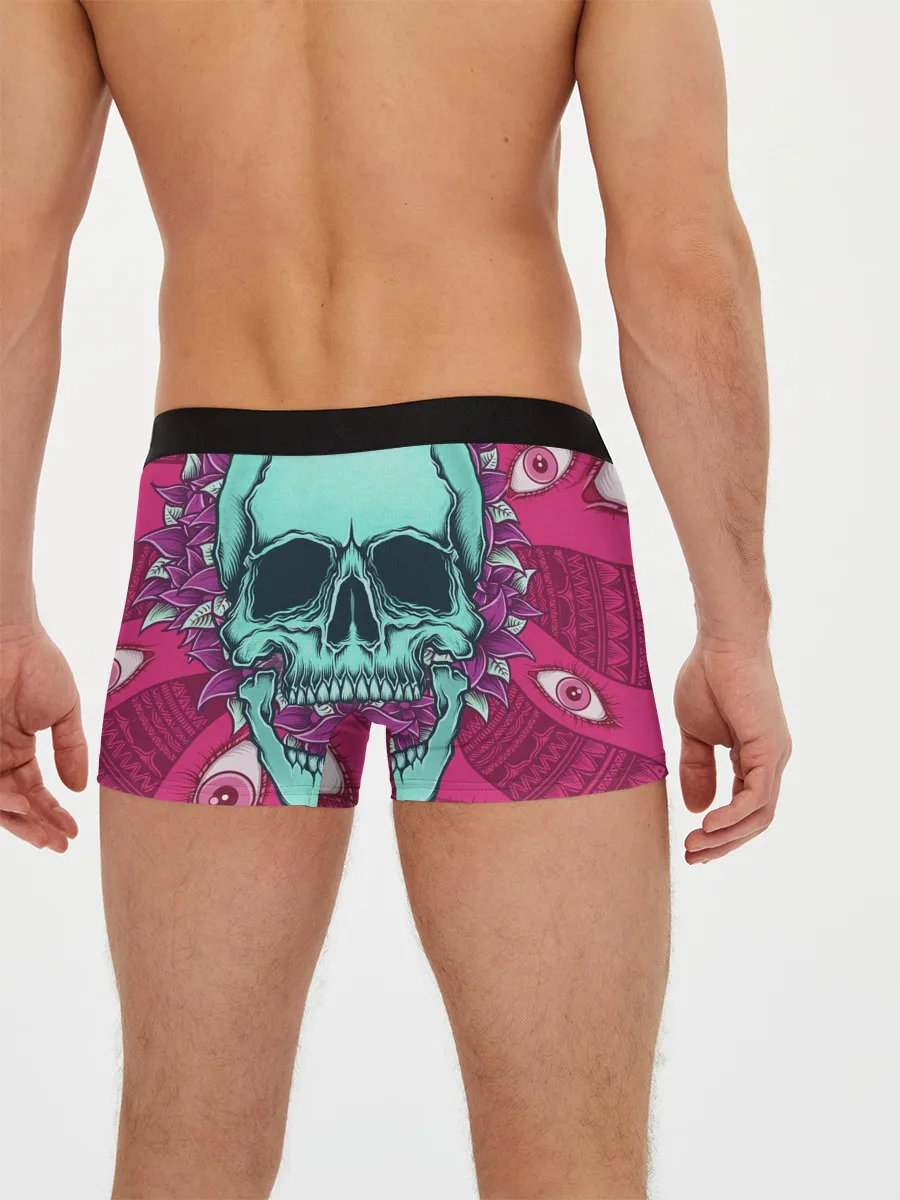 Мужские трусы боксеры / Череп в цветах
