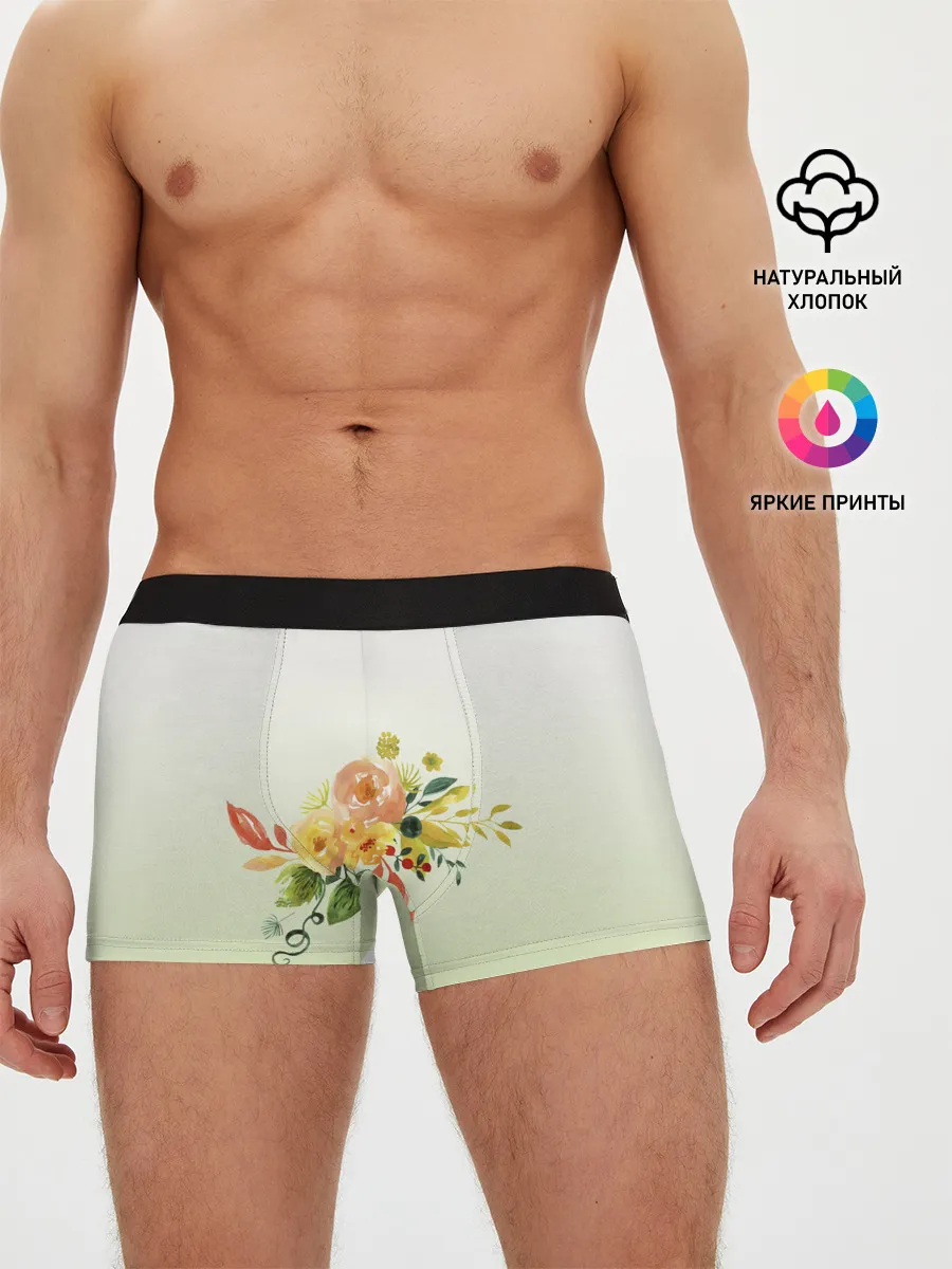 Мужские трусы боксеры / букет рисунок