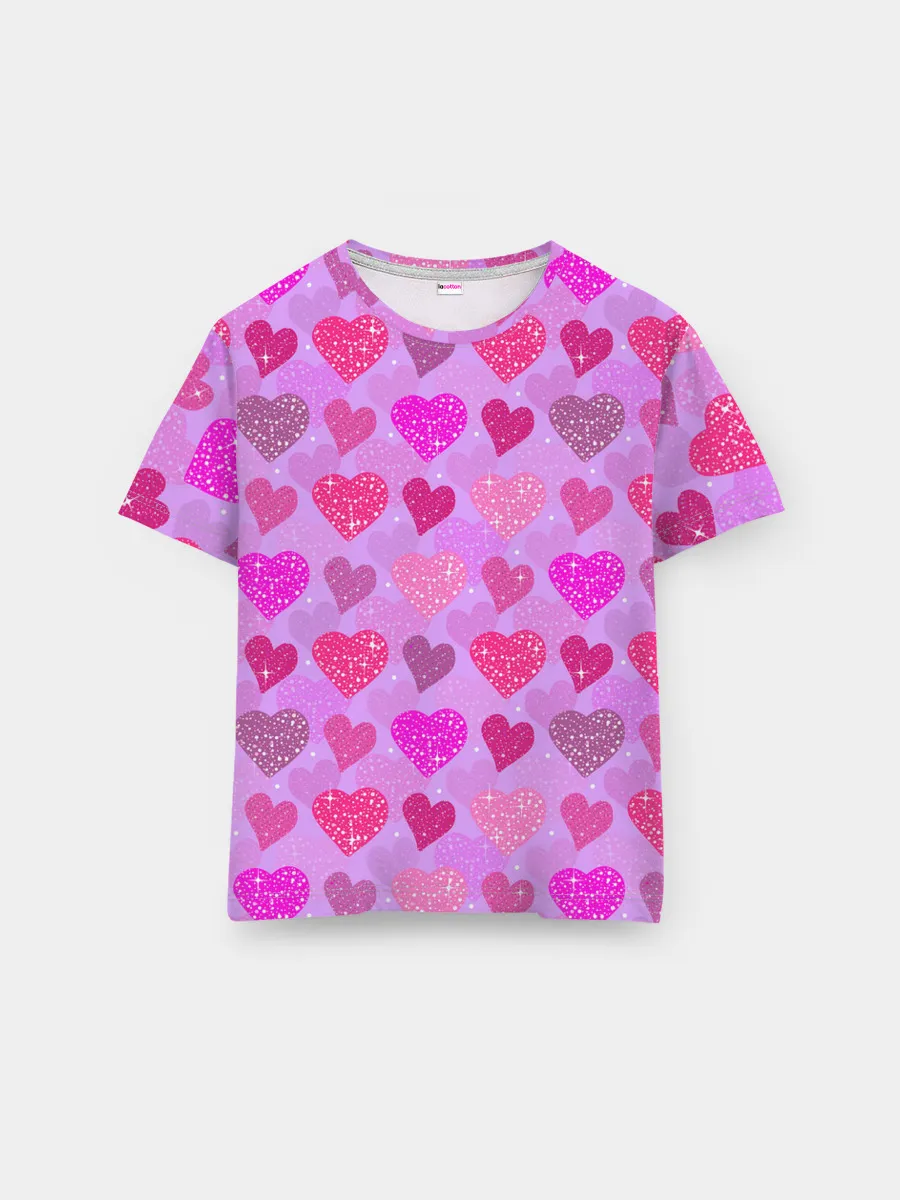 Мужская базовая футболка / Розовые сердечки