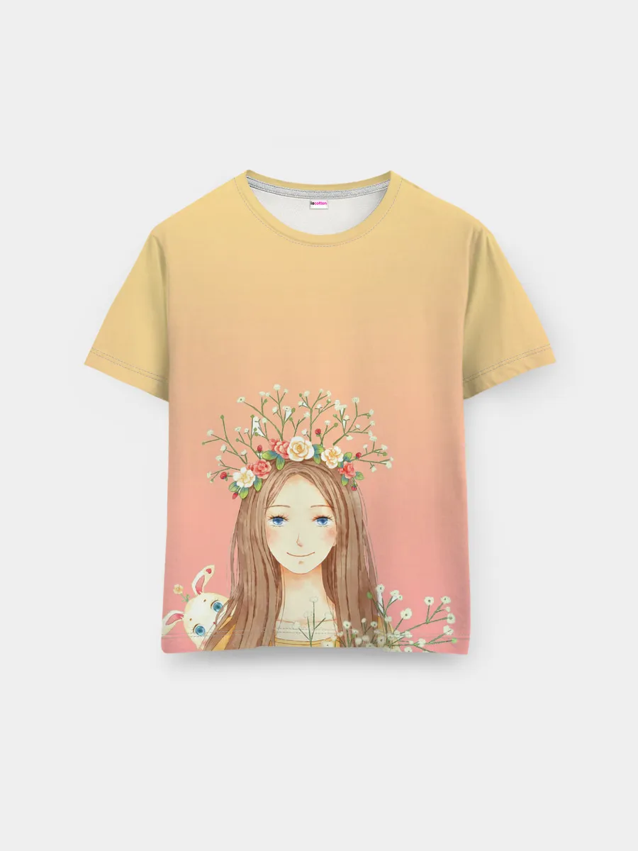 Мужская базовая футболка / девочка и кролик