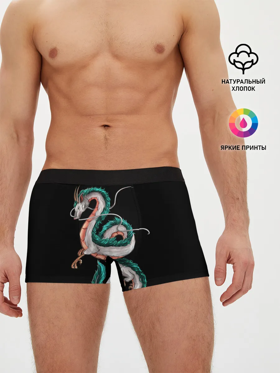 Мужские трусы боксеры / Дракон Хаку на черном фоне