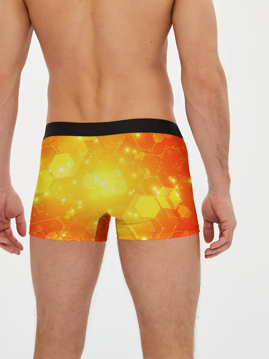 Мужские трусы боксеры / ОРАНЖЕВЫЕ СОТЫ