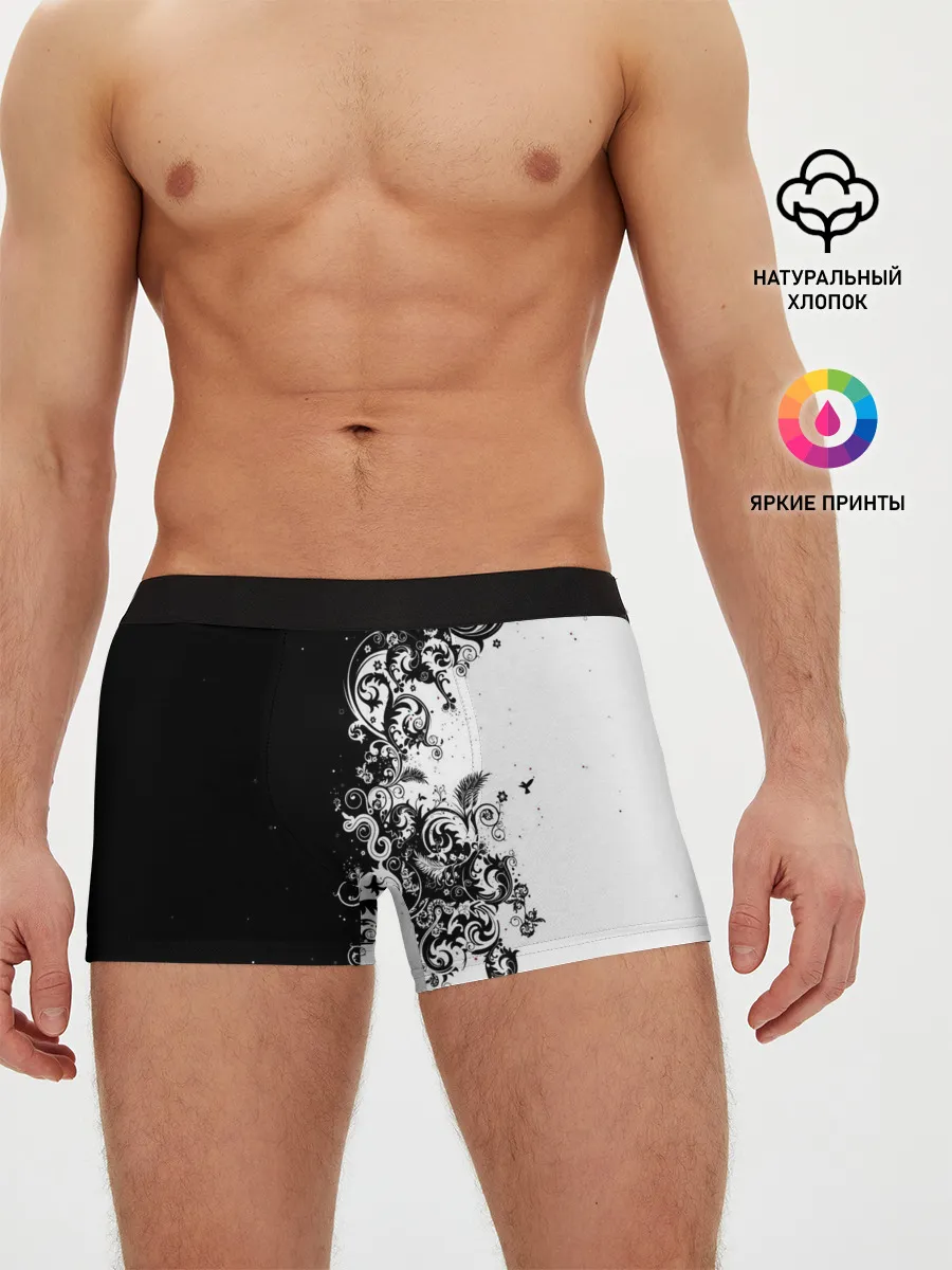 Мужские трусы боксеры / Черно-белый узор.