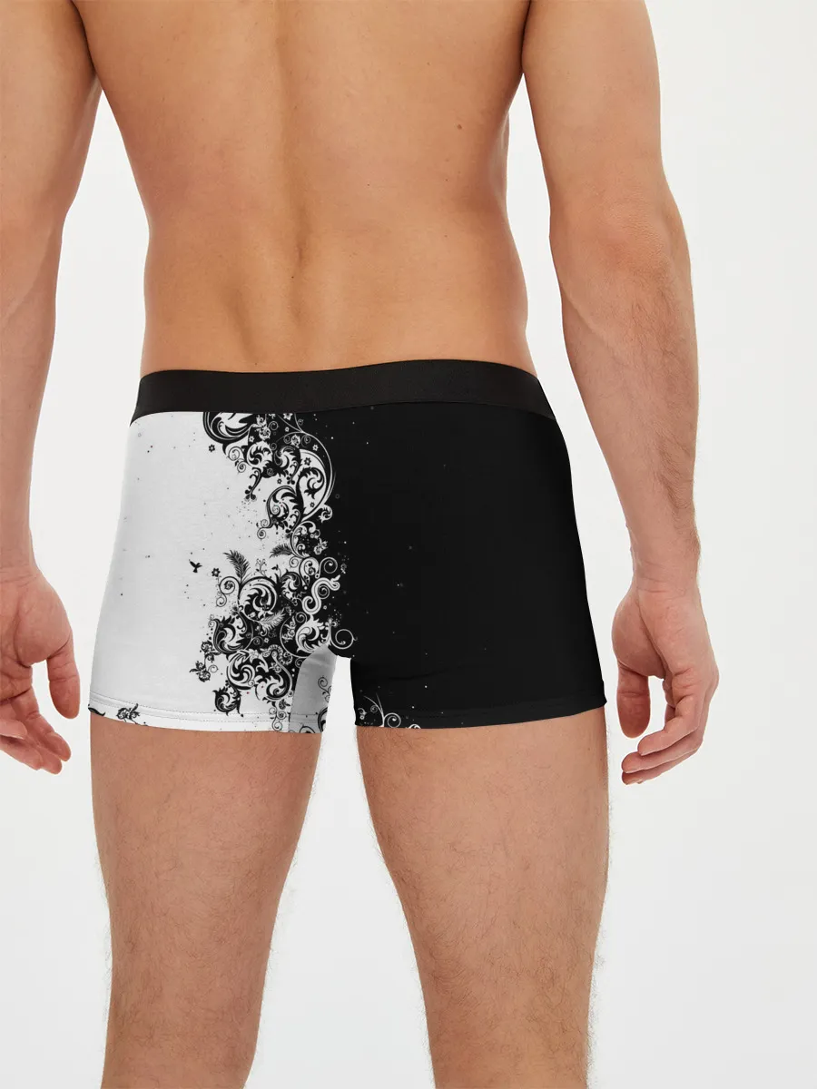 Мужские трусы боксеры / Черно-белый узор.