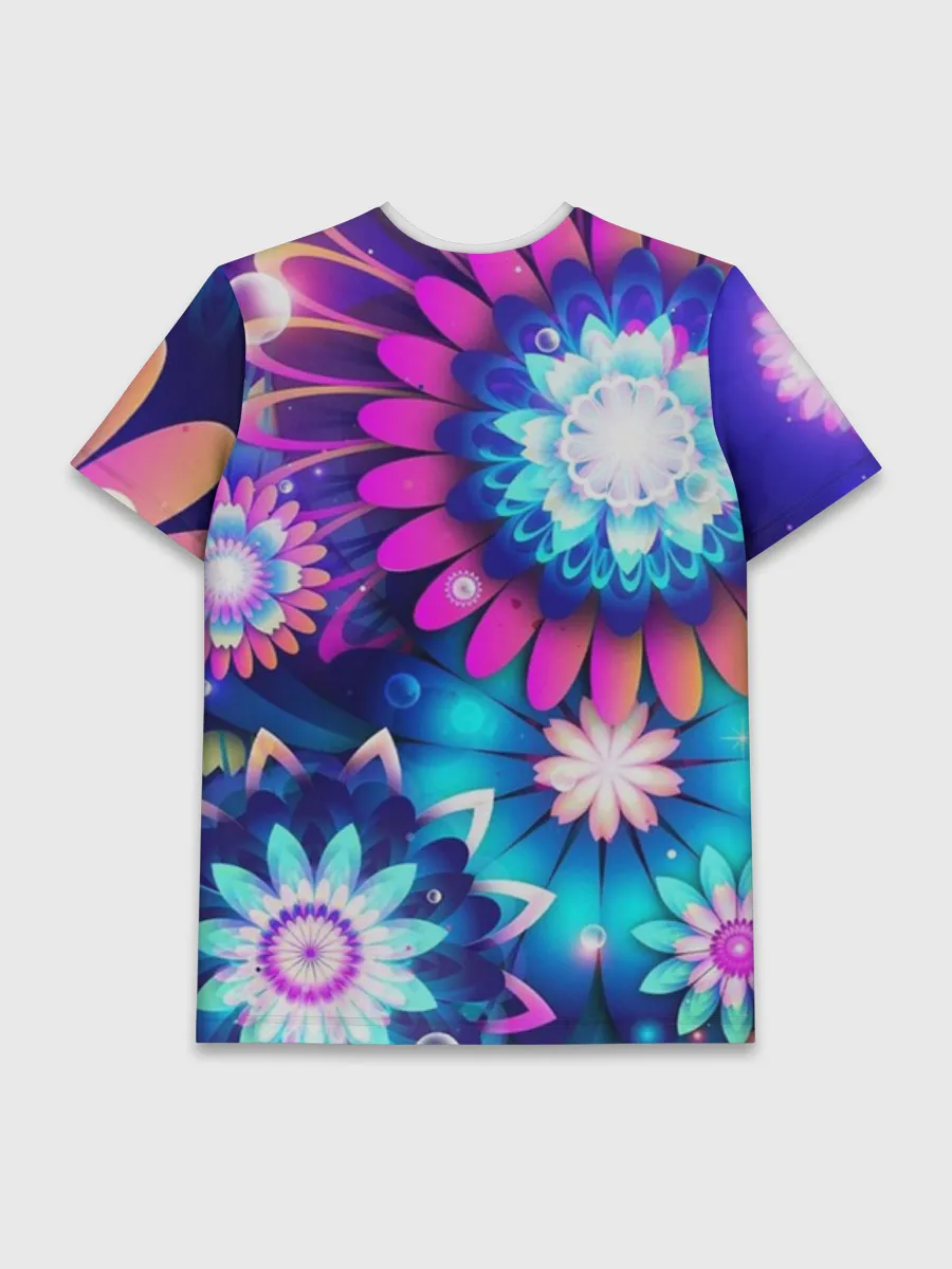 Мужская базовая футболка / Неоновые Цветы