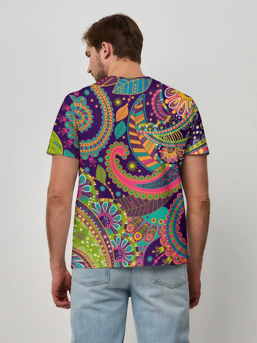 Мужская базовая футболка / Яркий красочный узор