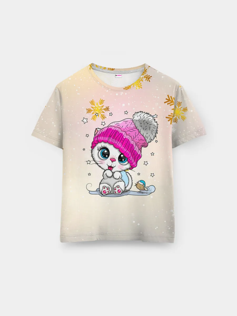 Мужская базовая футболка / Новогодний кот