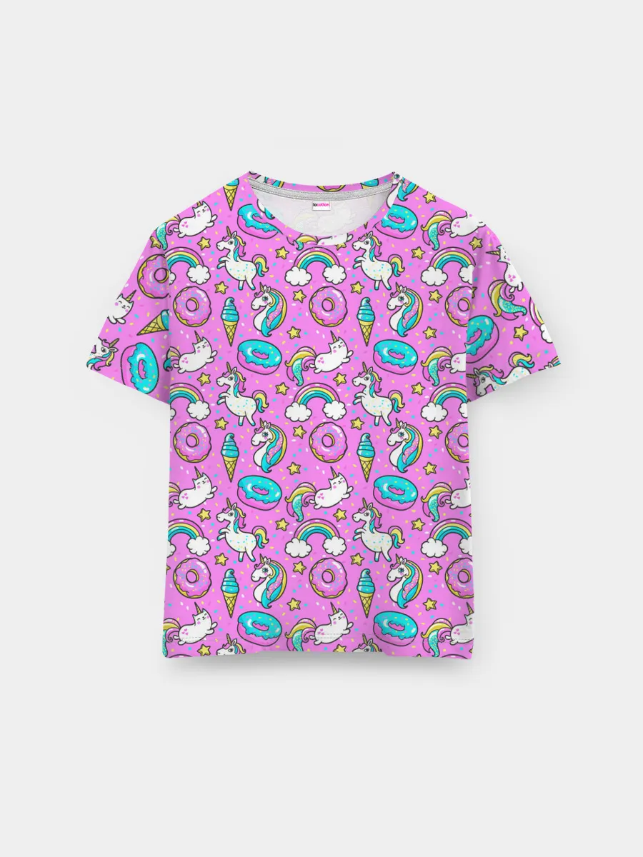 Мужская базовая футболка / Единороги и пончики