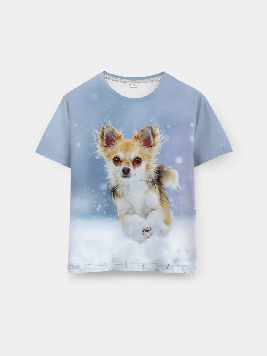 Мужская базовая футболка / Чихуахуа в снегу