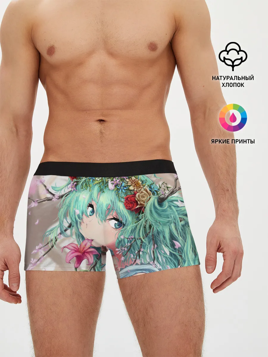 Мужские трусы боксеры / Цветок и Хацуне Мику