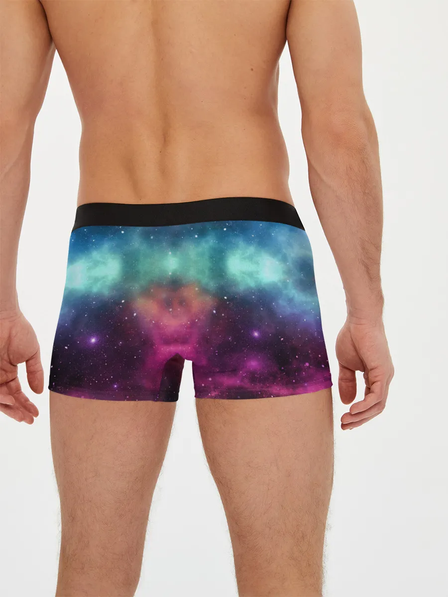 Мужские трусы боксеры / Кот с радугой и пиццей