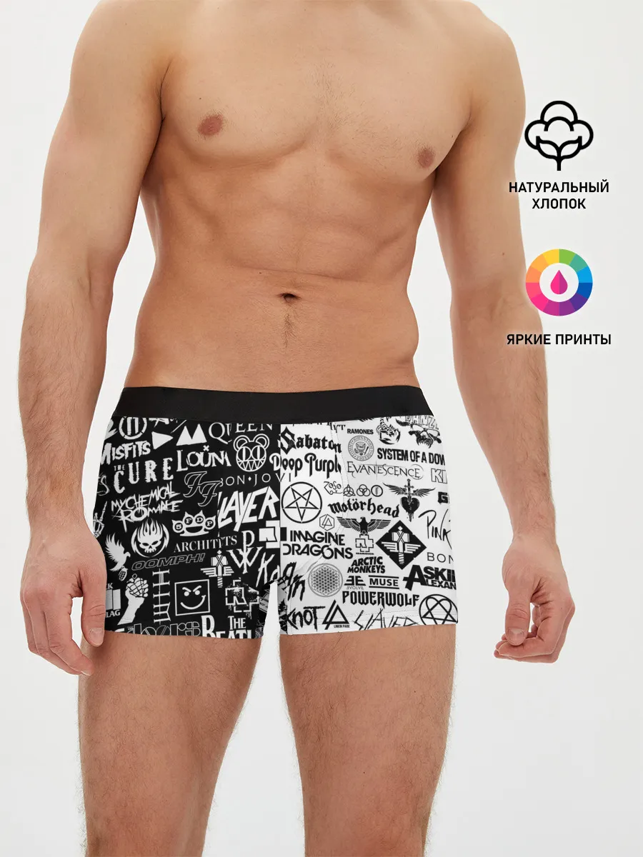 Мужские трусы боксеры / ЛОГОТИПЫ РОК ГРУПП