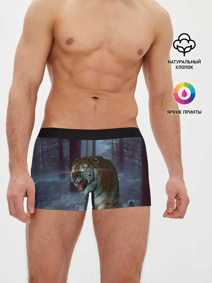 Мужские трусы боксеры / ТИГР В СУМЕРЕЧНОМ ЛЕСУ