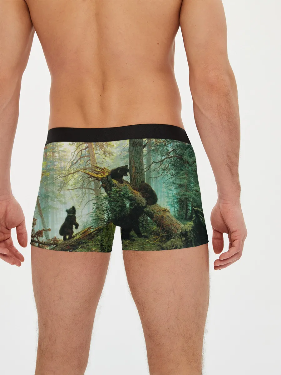 Мужские трусы боксеры / Утро в сосновом лесу