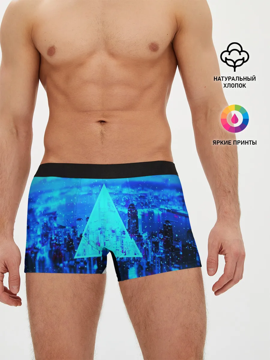 Мужские трусы боксеры / ГОРОД В НЕОНЕ