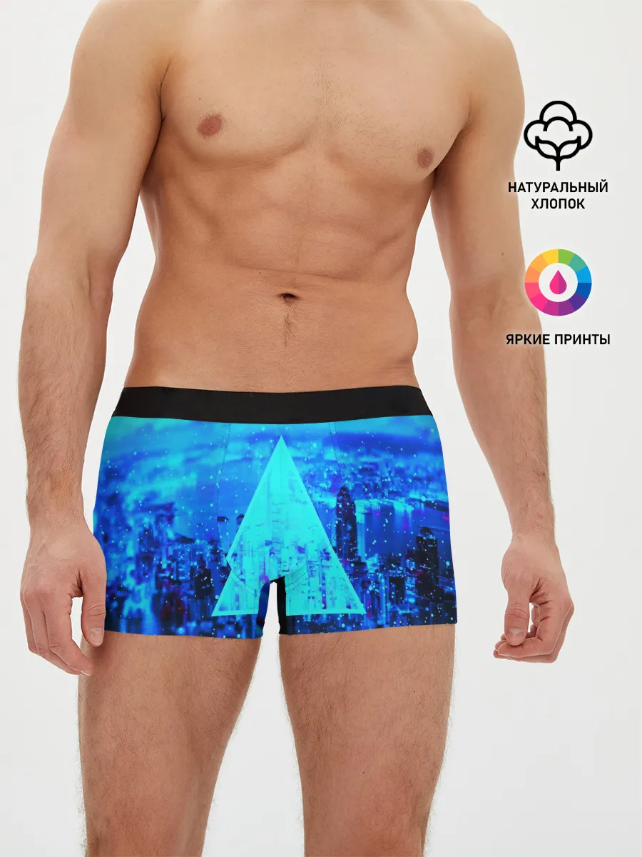 Мужские трусы боксеры / ГОРОД В НЕОНЕ