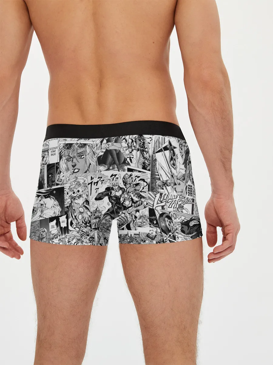 Мужские трусы боксеры / Чернобелый комикс джоджо