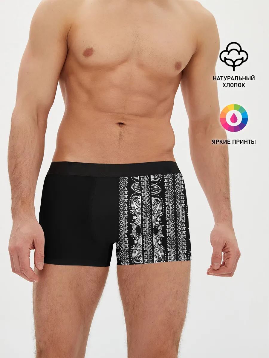 Мужские трусы боксеры / Узор на чёрном