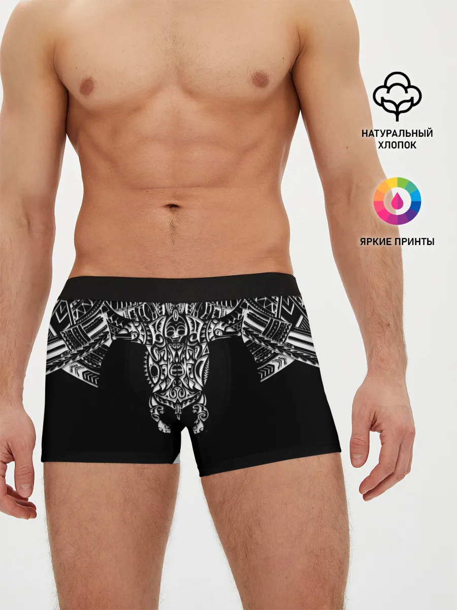 Мужские трусы боксеры / Узор в стиле маори / полинезия