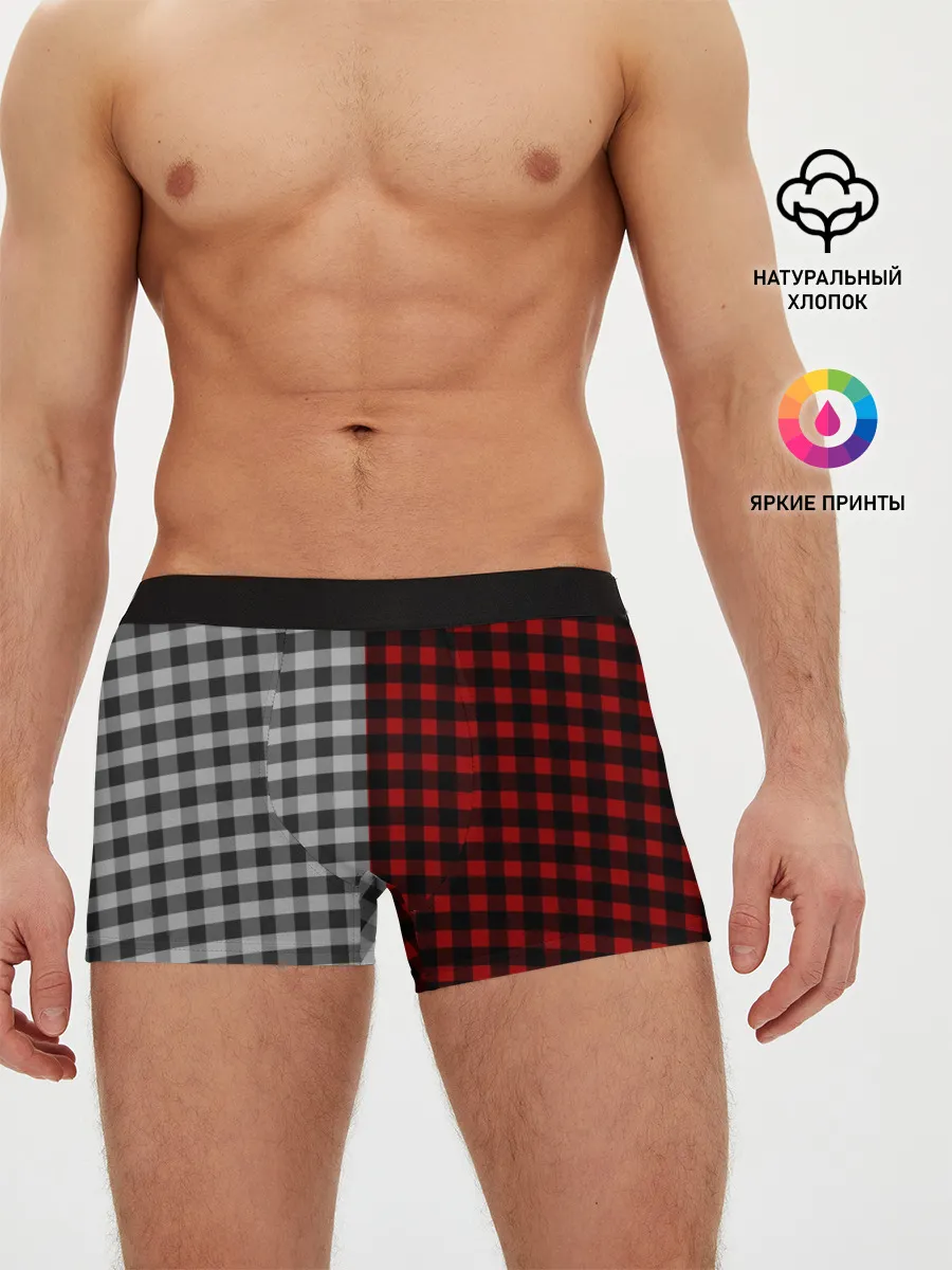 Мужские трусы боксеры / Красно белая рубашка в клетку