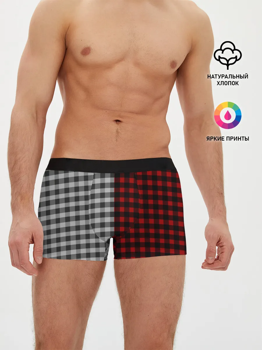 Мужские трусы боксеры / Красно белая рубашка в клетку