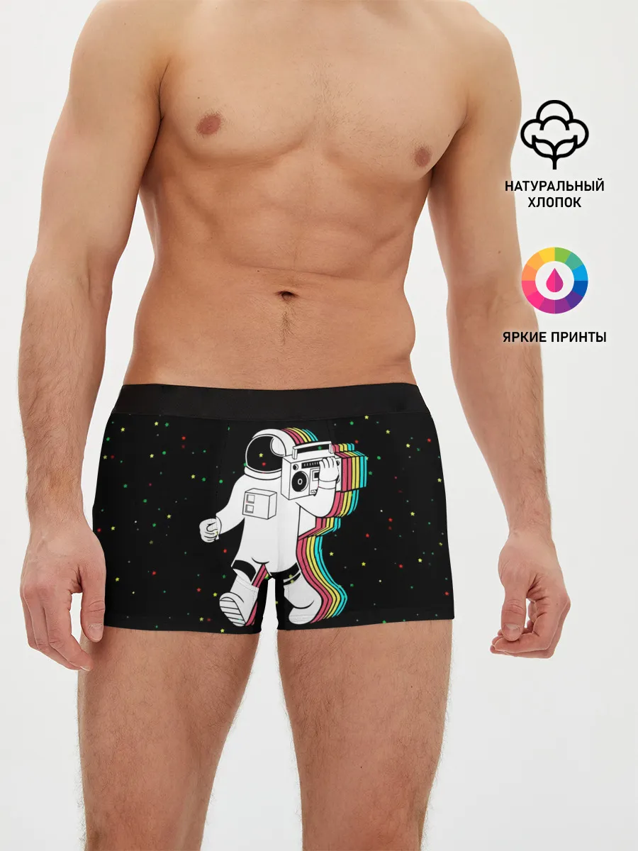 Мужские трусы боксеры / Космонавт с магнитофоном