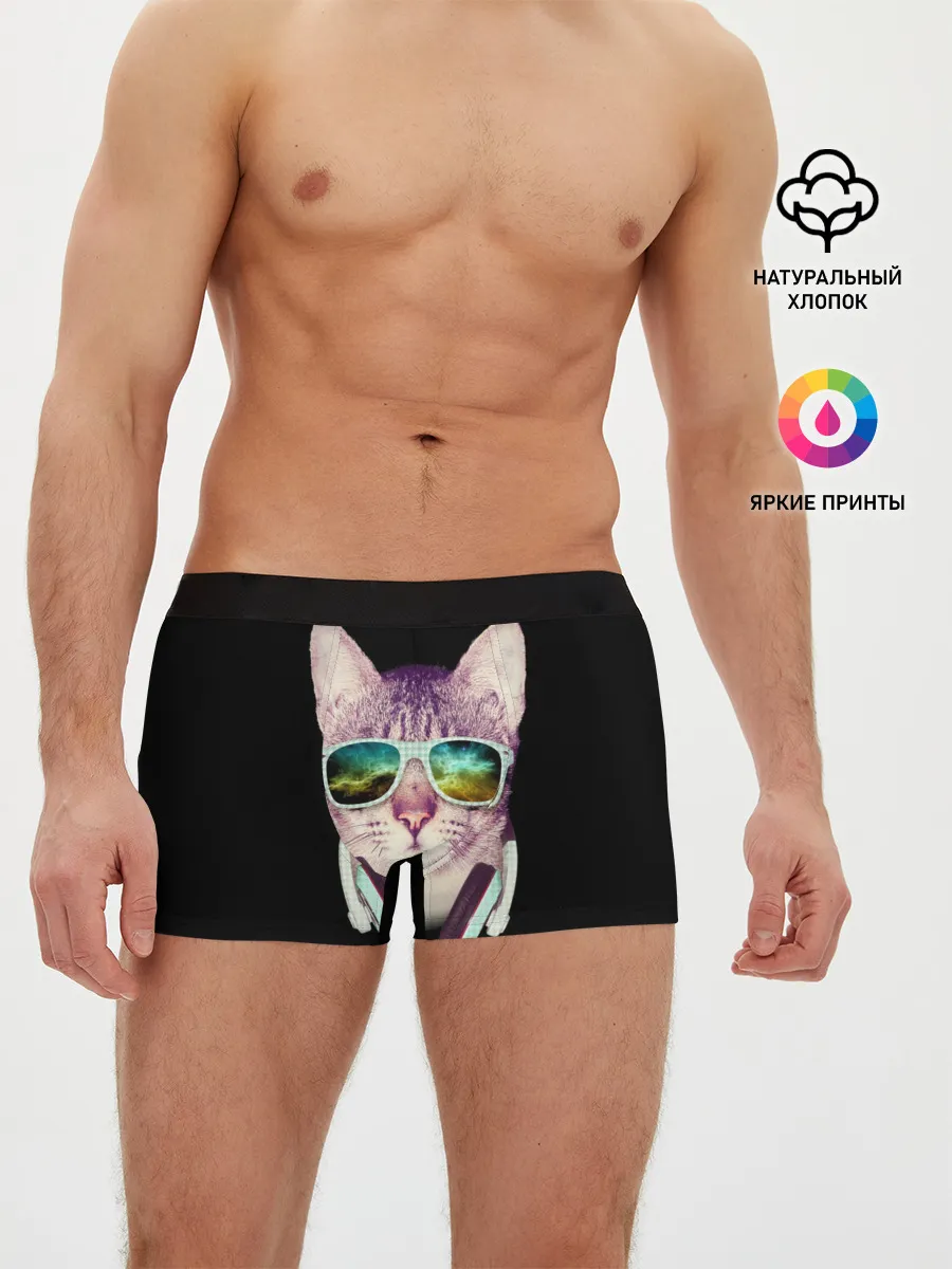Мужские трусы боксеры / Кот в Наушниках