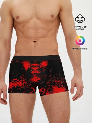 Мужские трусы боксеры / Красный поросенок