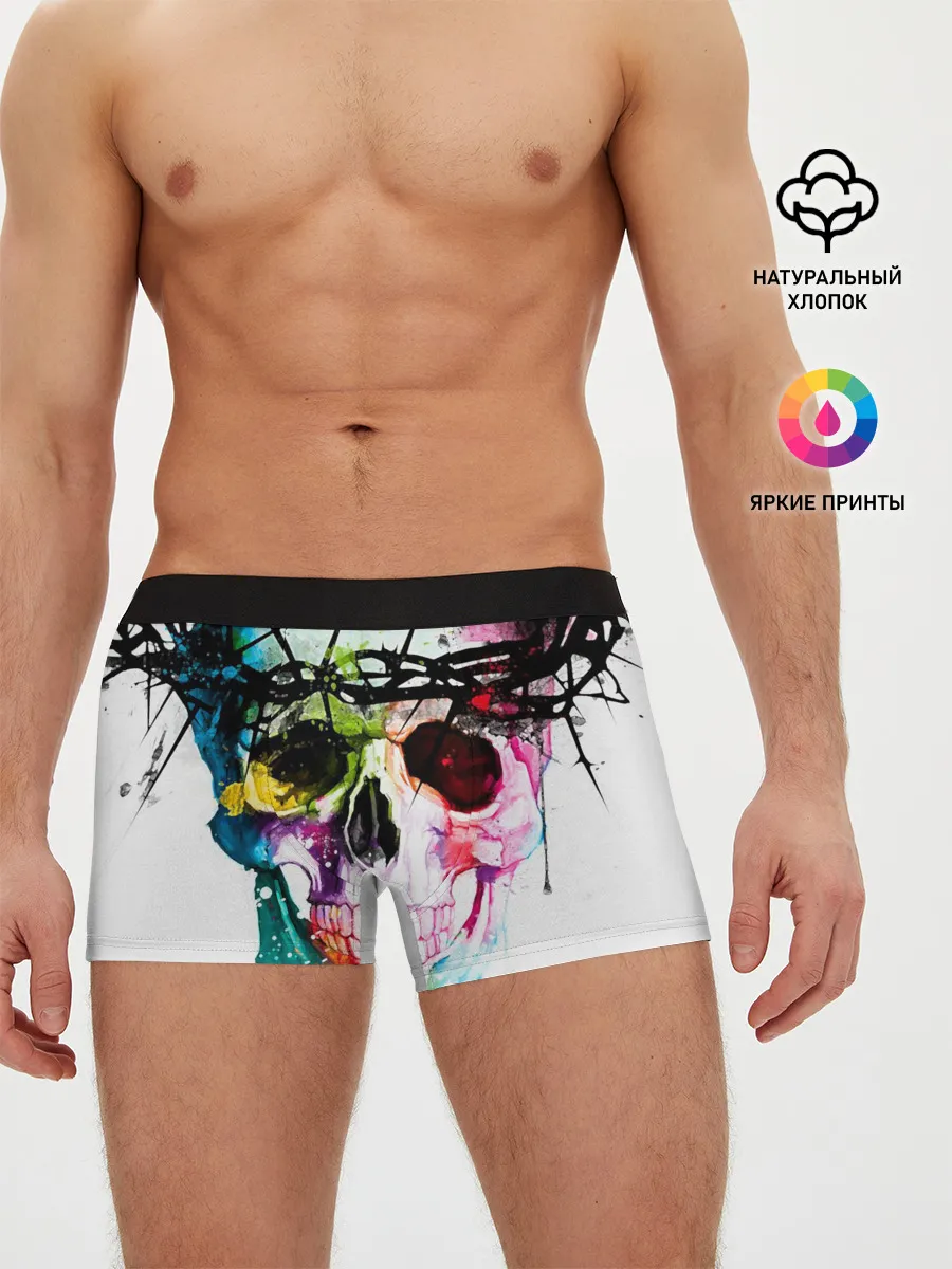 Мужские трусы боксеры / Череп и краска