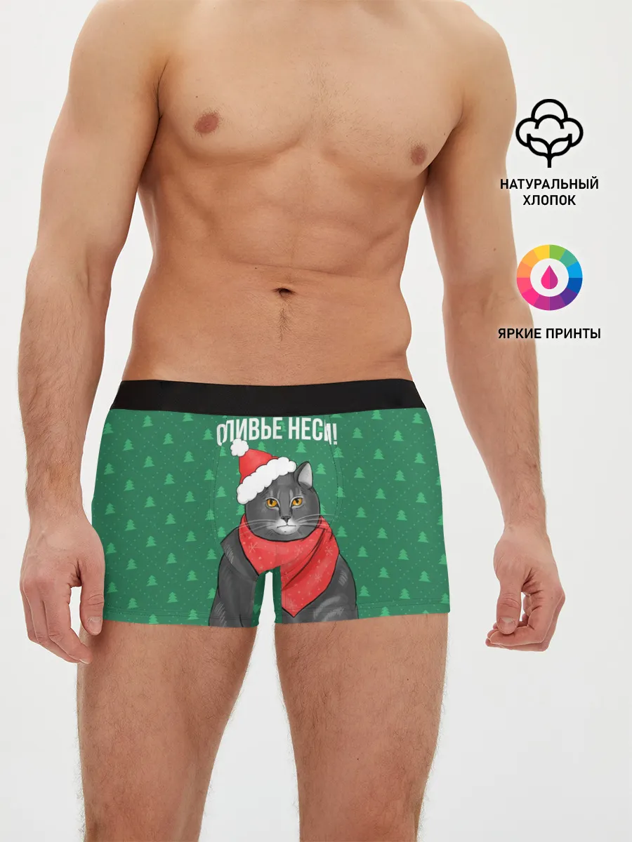 Мужские трусы боксеры / Кот хочет кушот
