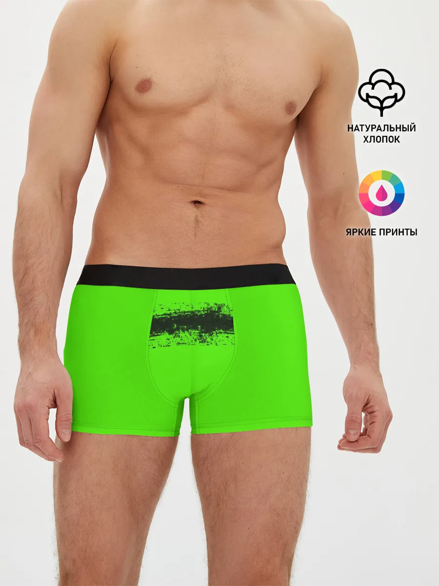 Мужские трусы боксеры / Гранж зеленый