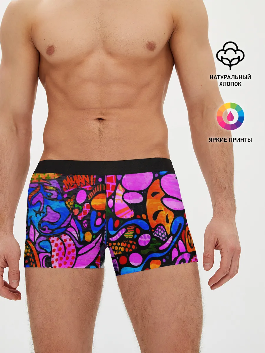 Мужские трусы боксеры / Неоновое граффити