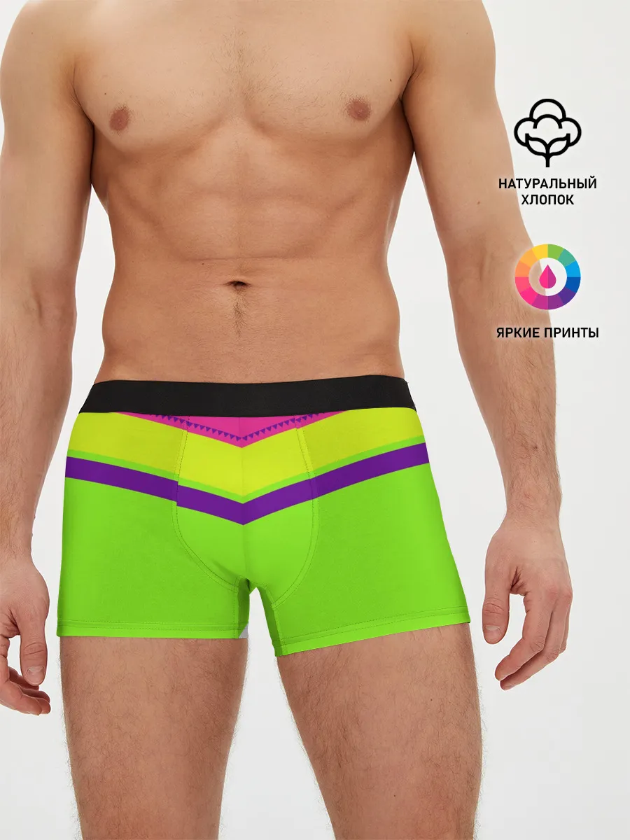 Мужские трусы боксеры / Цветные треугольники_ салатовы