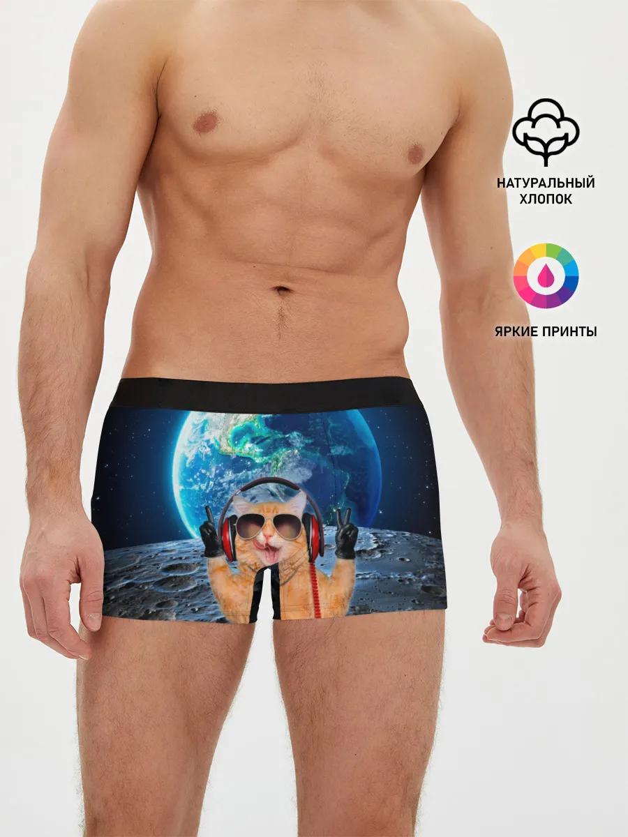 Мужские трусы боксеры / Кот на луне