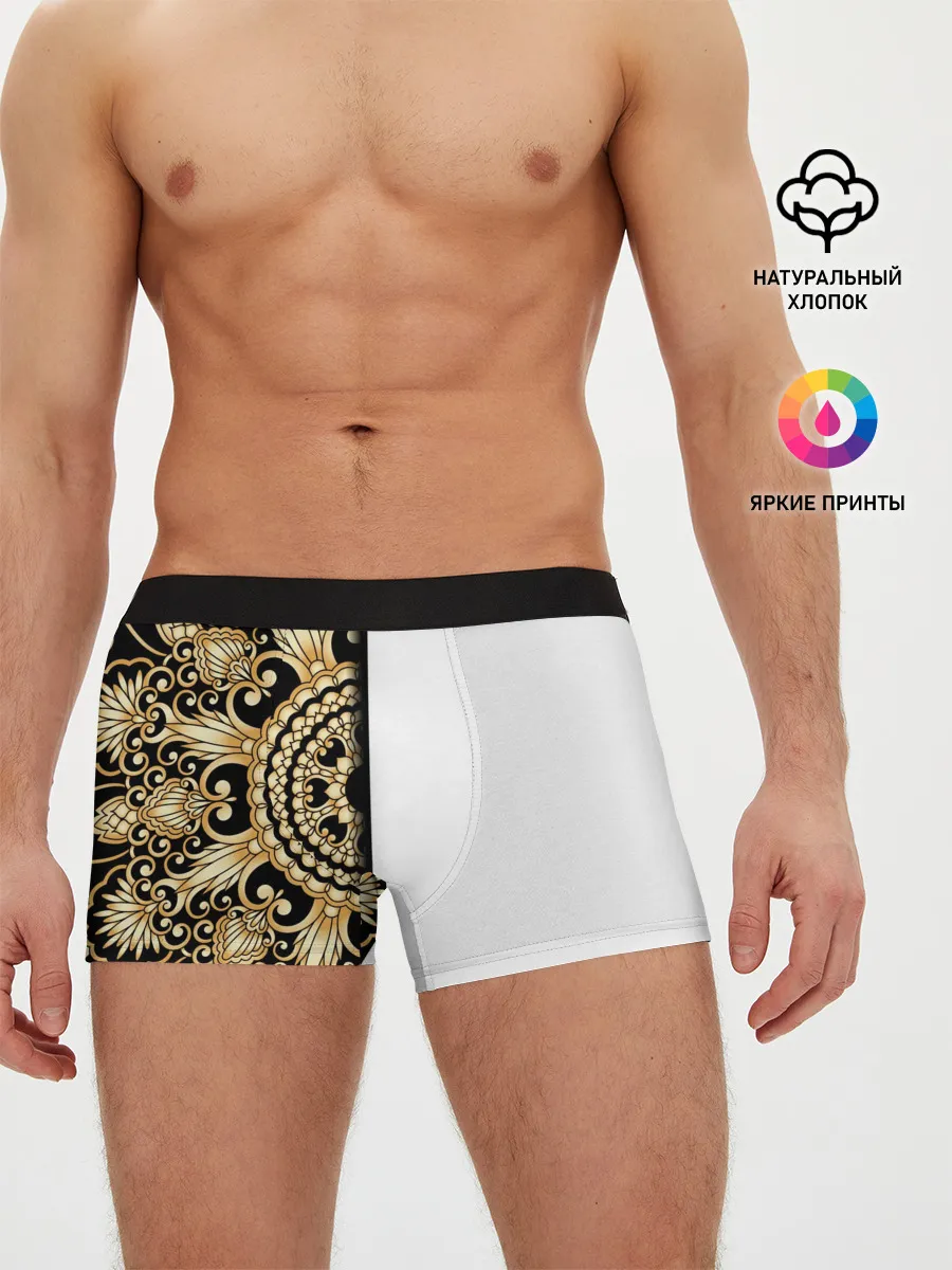 Мужские трусы боксеры / Белое на черном