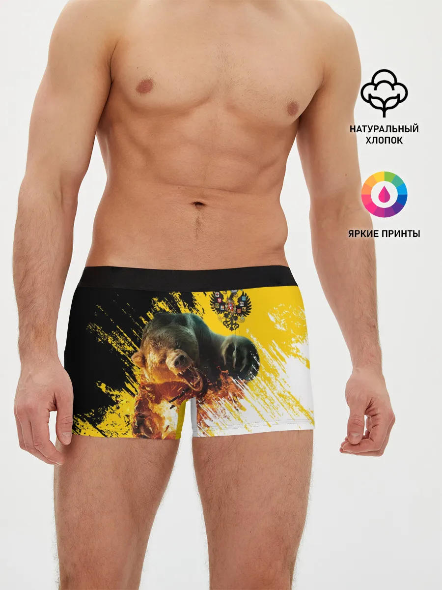 Мужские трусы боксеры / Имперский флаг и медведь