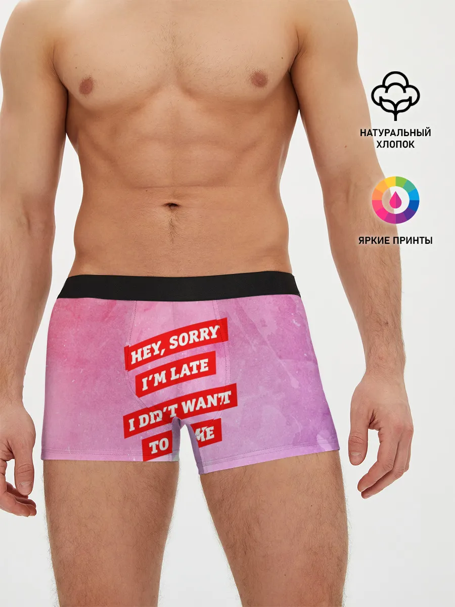 Мужские трусы боксеры / sorry im late 3d